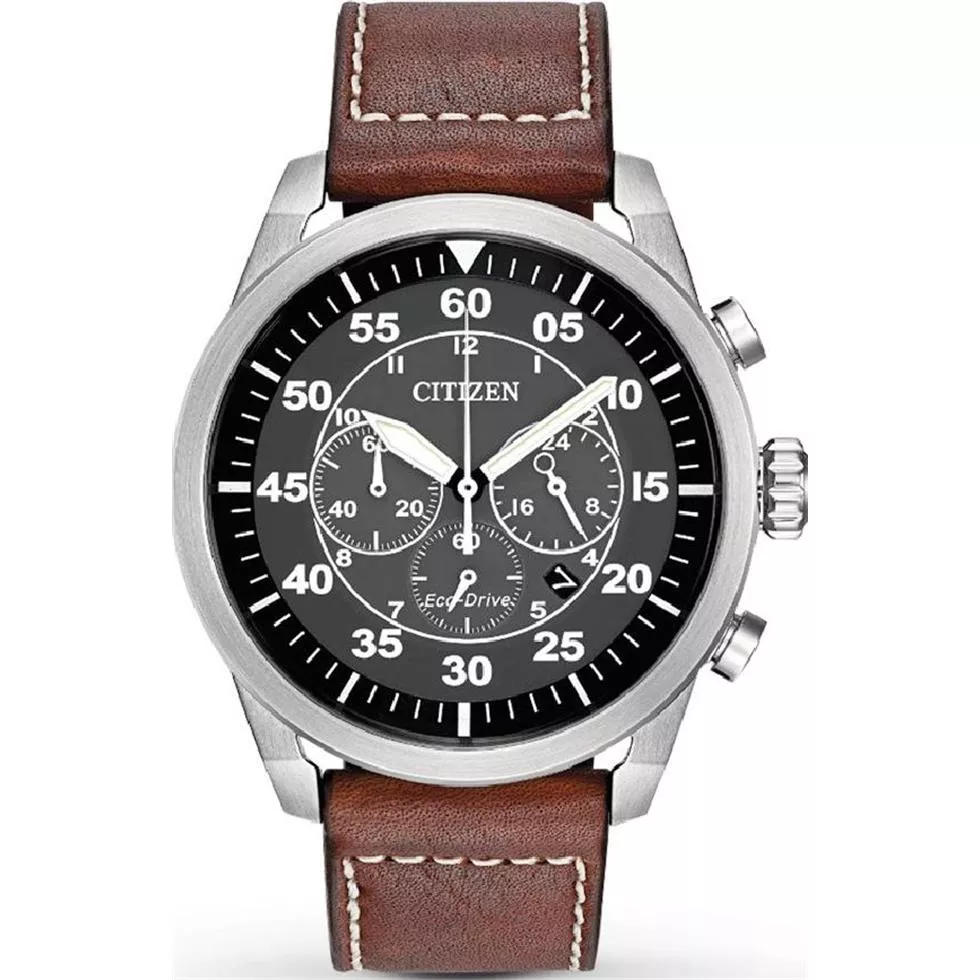 Citizen Avion Chronograph Black Dial Watch 45mm