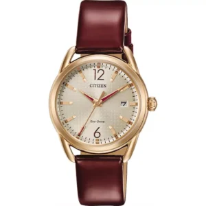 Citizen Drive Burgundy Leather Strap Women's Watch 34mm