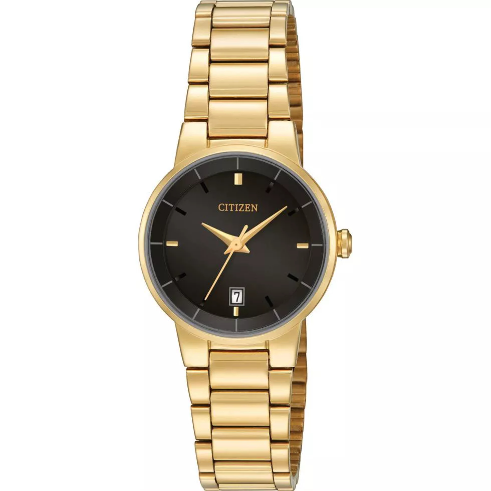 CITIZEN GOLD STAINLESS QUARTZ LADIES WATCH 27MM